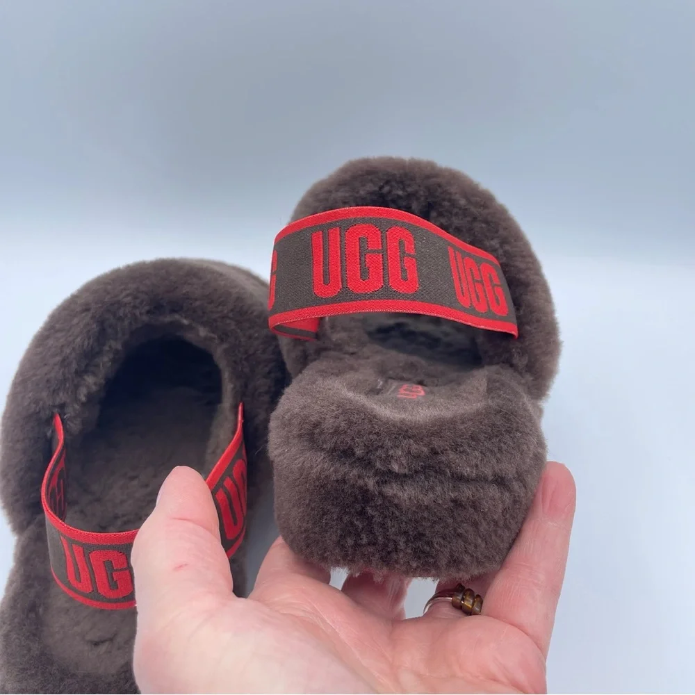 UGG Fluff Yeah Slides 7 Brown/Red - Picture 9 of 16